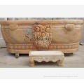 Freestanding hand carved solid marble stone wash clear bathtub
